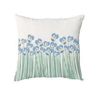 Field of Pansies Throw Pillow (Blue - 16" x 16"), E by Design(Polyester, Floral)