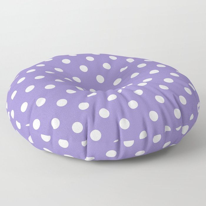Floor Pillow | White Dots On Purple Color Dotted Pattern Polka Dot Design by Alphaomega - Round - 26" x 26" - Society6