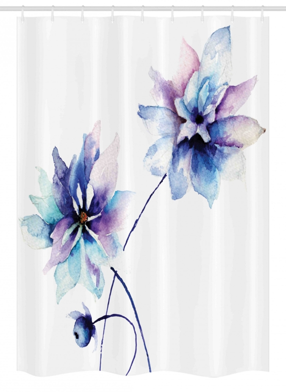Floral Shower Curtain with Hooks Included
