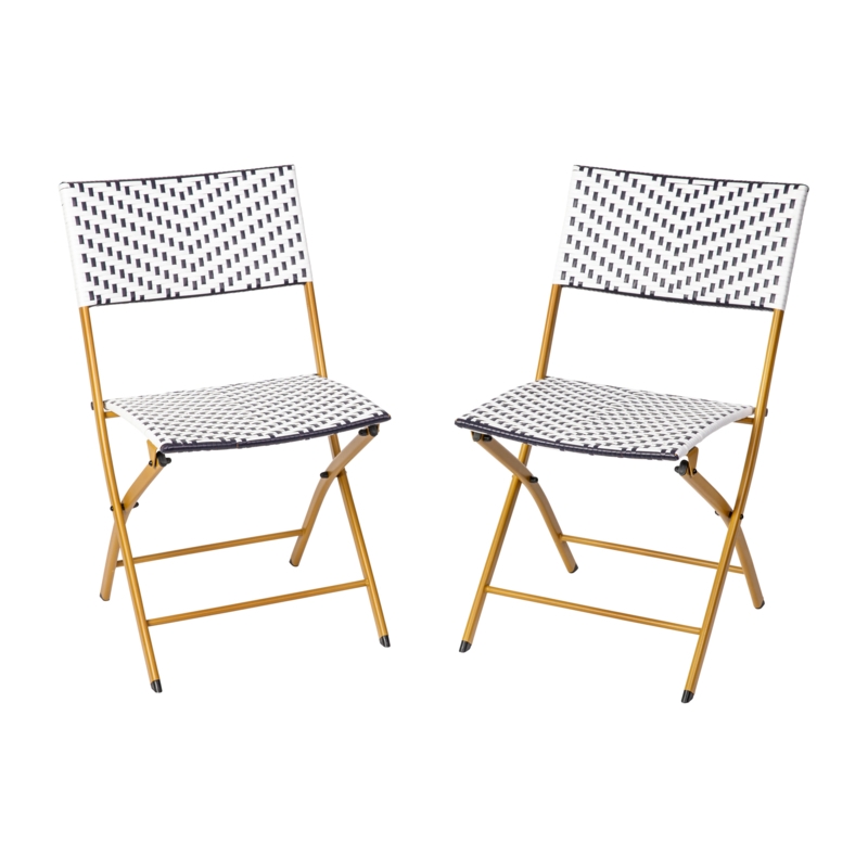 Folding French Chairs in PE Rattan with Metal Frames for Indoor and Outdoor Use