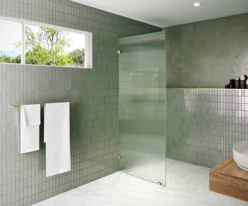 Gaia 30 in. x 78 in. Frameless Fluted Single Fixed Shower Panel