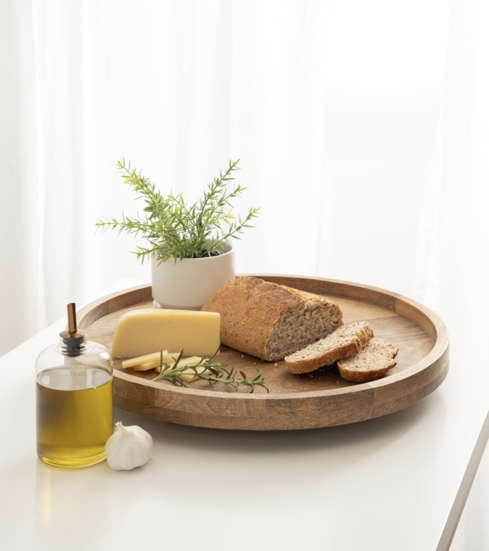Gerldean Round Wooden Lazy Susan Tray
