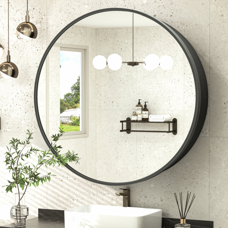 Gervon W H Wall Mounted Required Framed Medicine Cabinet Mirror Adjustable