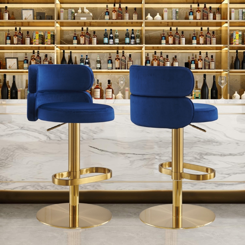 Giacamo Modern Italian Height Adjustable Swivel Stainless Steel Barstoolset of 1)