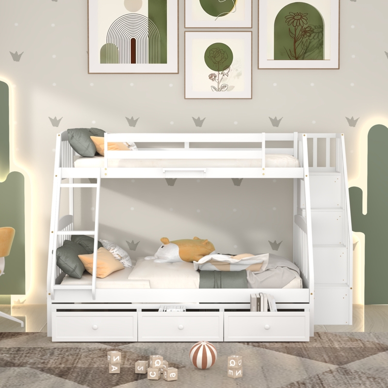 Glenice Kids Twin Over Full Bunk Bed with Drawers