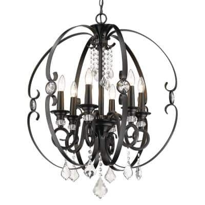Golden Lighting Ella 6-Light Matte Black Chandelier