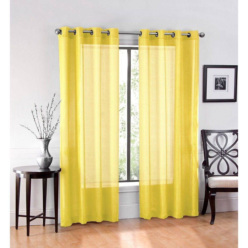 GoodGram Ultra Luxurious Elegant Sheer Grommet Single Curtain Panel - 54 in. W x 84 in. L, Yellow