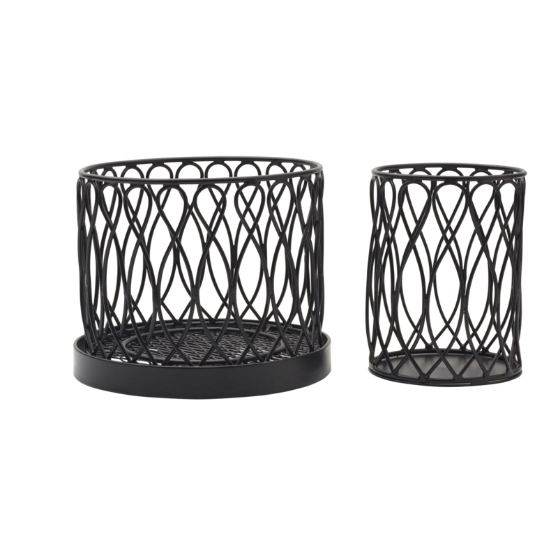 Gourmet Basics by Mikasa Twist Loop Rotating Utensil Crock Caddy, 2 Tier, Black