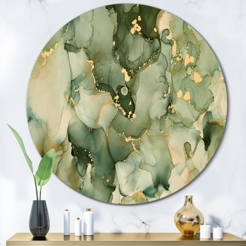 Green Luxury Abstract Fluid Art I " Green Luxury Abstract Fluid Art I " on Metal