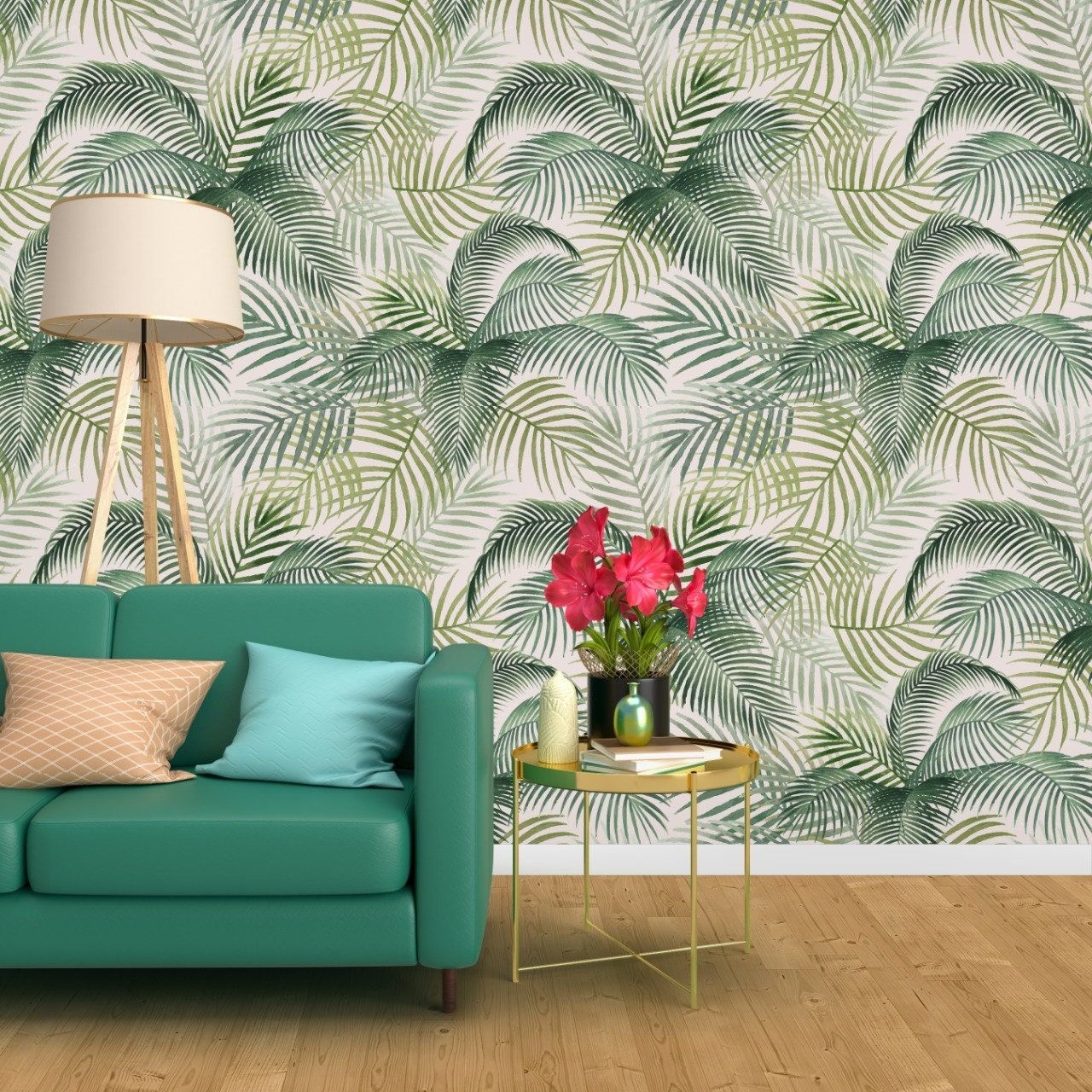 Green Wallpaper, Tropical Wallpaper - Botanical Wallpaper Peel and Stick, Plant Self Adhesive Wallpaper for Living Room Bedroom Kitchen R334