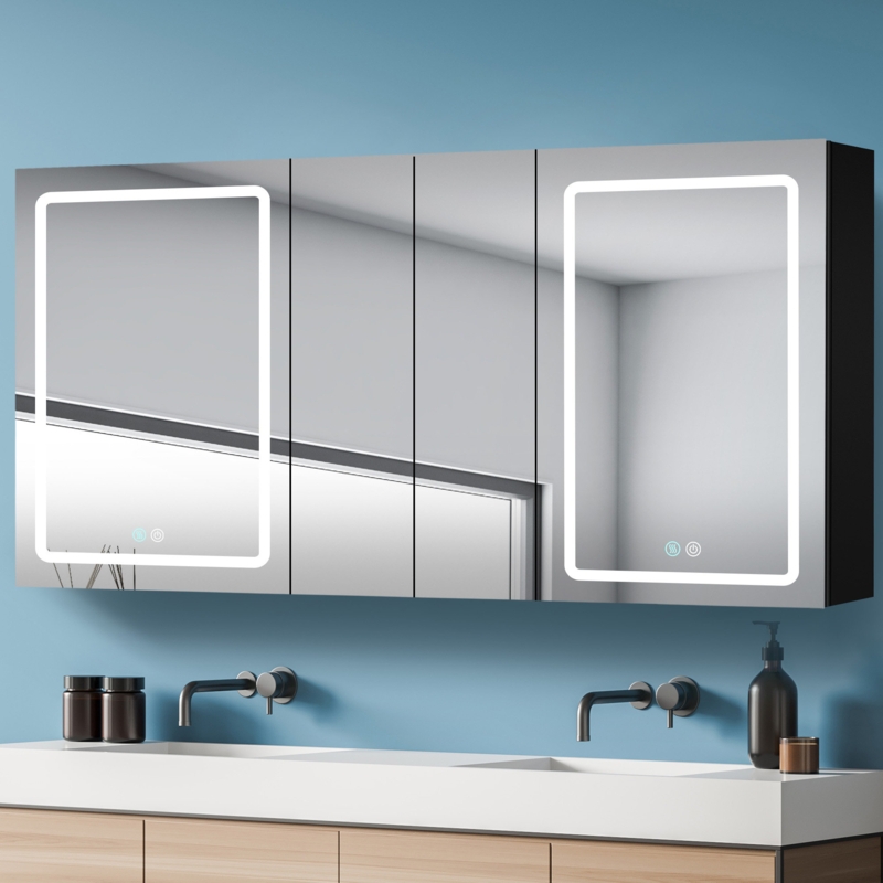 Gunamaya 60" L 30"H LED Bathroom Medicine Cabinet Mirror Anti-Fog 3 Brightness Adjustment Dimmer