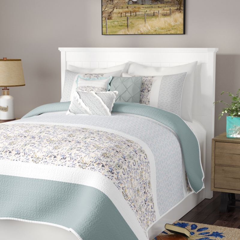 Hailee 6 Piece Cotton Percale Quilt Set with Throw Pillows