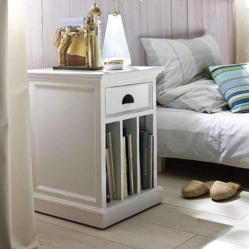 Halifax White Painted Bedside Table with Dividers