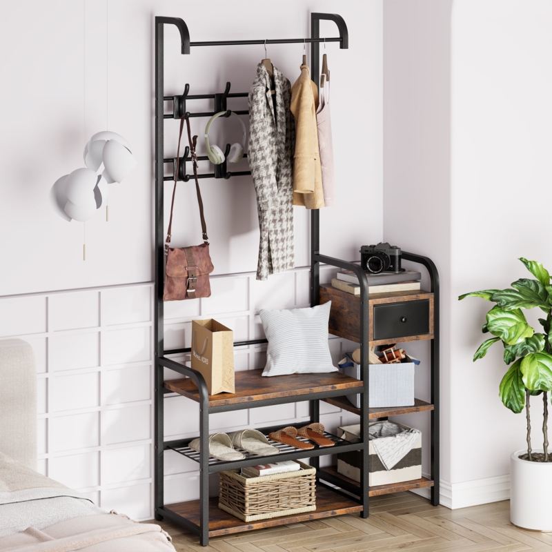 Hall Tree 11.8'' Wide with Shoe Storage