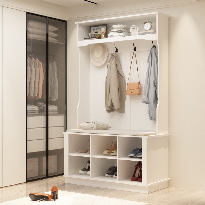 Hall Tree 39.8'' Wide with Bench and Shoe Storage