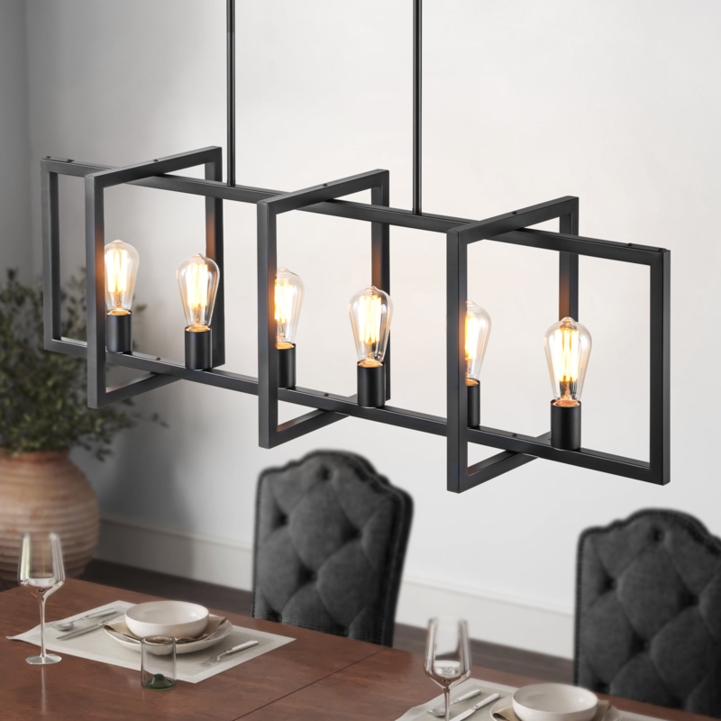Halliburton 6 - Light Kitchen Island Square / Rectangle Chandelier