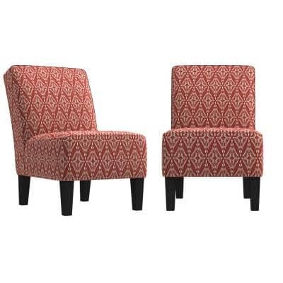 Handy Living Reames Cranberry Red Diamond Medallion Fabric Slipper Chairs (Set of 2)