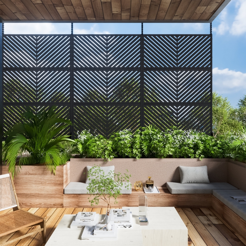 Harmon 4 ft. W Laser Cut Metal Privacy Screen
