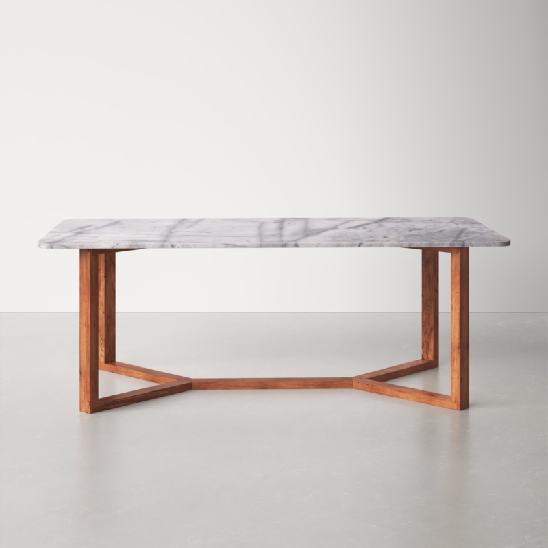 Hollins Marble Top Solid Wood Base Dining Table