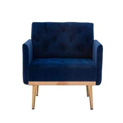 HOMEFUN Navy Morden Leisure Single Accent Chair with Rose Golden Metal Legs, None
