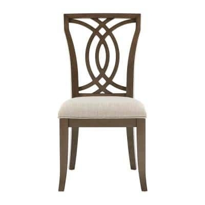HomeSullivan Dark Walnut Beige Fabric Side Chair (Set of 2)