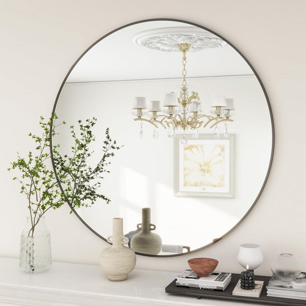 HOMLUX Round Wall Mounted Mirror 20"x20", Black