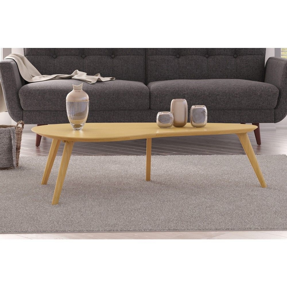 Inmod Kidney Shaped Coffee Table (White Oak) Oak/Brown