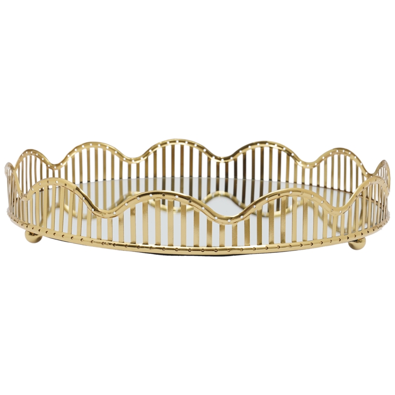 Janaiyah Round Mirrored Tray Perfume Holder Makeup Organizer and Storage