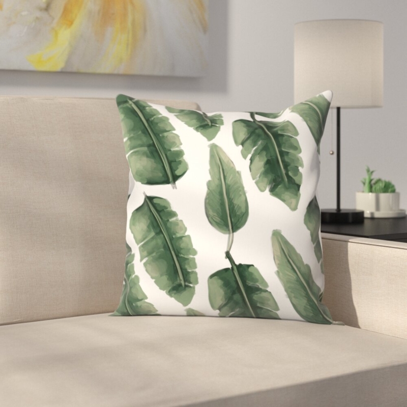 Jetty Printables Banana Leaf Painting Throw Pillow