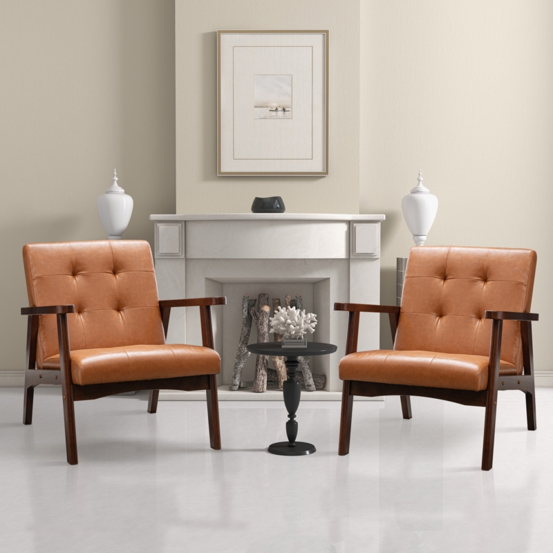 Joanetta 30.3" Wide Modern Vegan Leather Tufted Armchair
