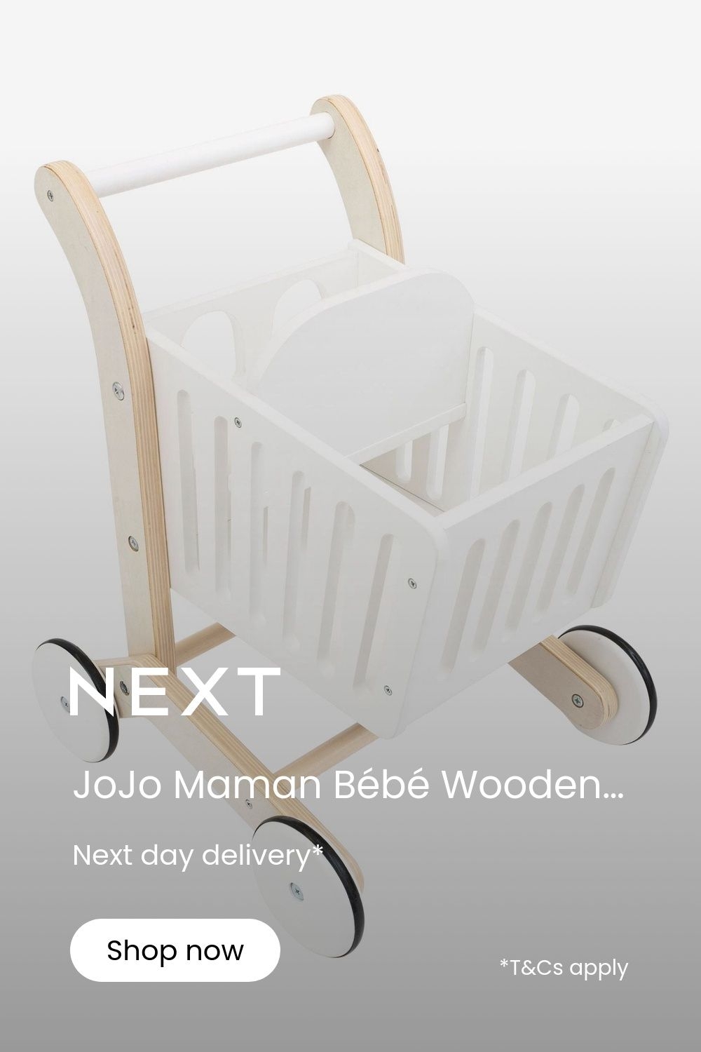 JoJo Maman Bb Wooden Shopping Trolley -  white
