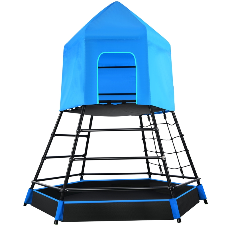 Jungle Gym with Monkey Bars, Play Tent for Backyard
