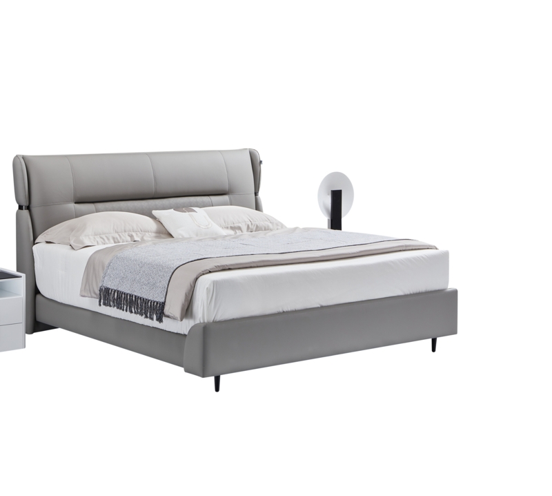 Kazir Leather Wingback Bed