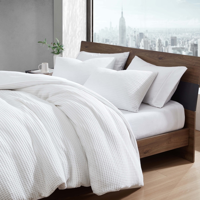 Kenneth Cole Solid Waffle Waffle Duvet Cover Set