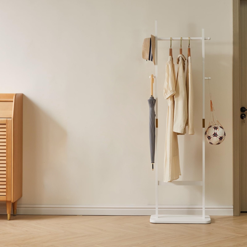 Keryl Solid Wood Freestanding 5 - Hook Coat Rack