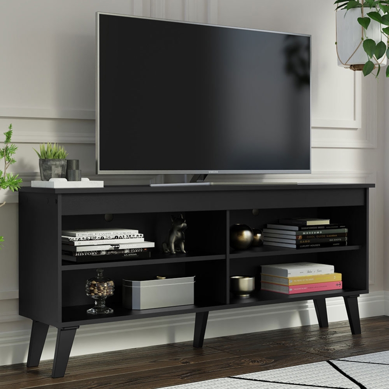 Khursheed TV Stand Cabinet with 4 Shelves and Cable Management, TV Table Unit for TVs up to 55"