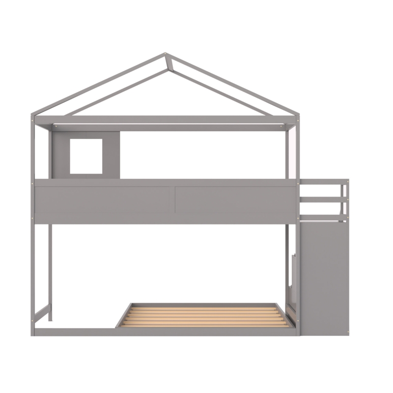 Kids Twin Over Full Bunk Bed with Drawers