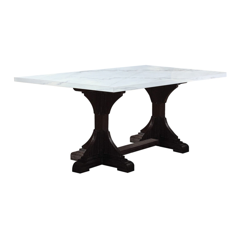 Koosis Marble Top Solid Wood Base Dining Table
