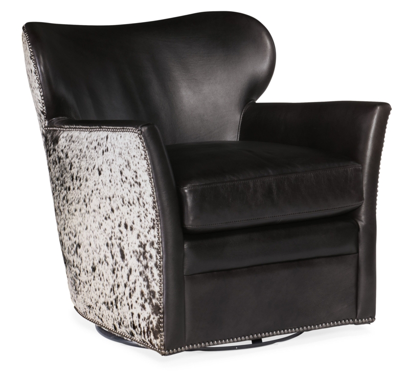 Kyson 29'' Wide Genuine Leather Top Grain Leather Swivel Wingback Chair
