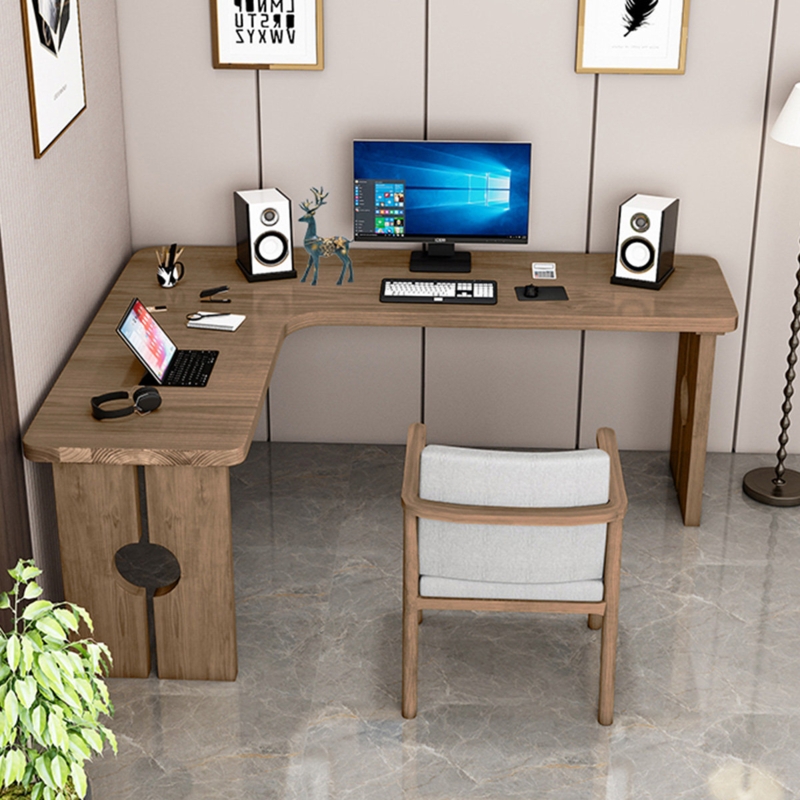 L-Shaped Solid Wood Writing Desk
