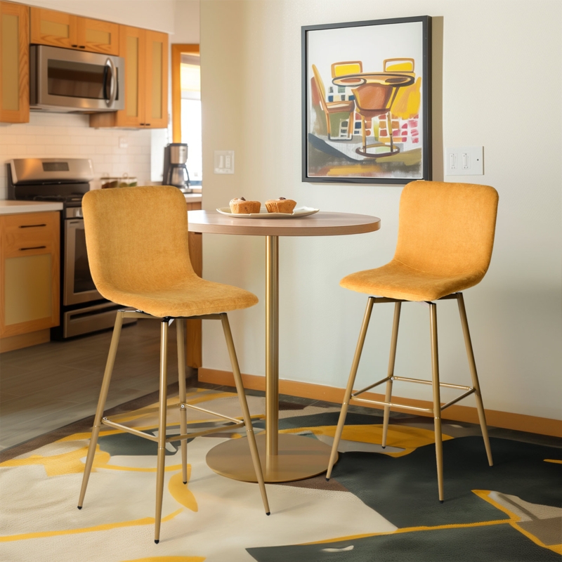 Laiya 360 Swivel Bar Stools Bar Chairs with Footrest for Bar, Kitchen, Dining Room (Set of 2)