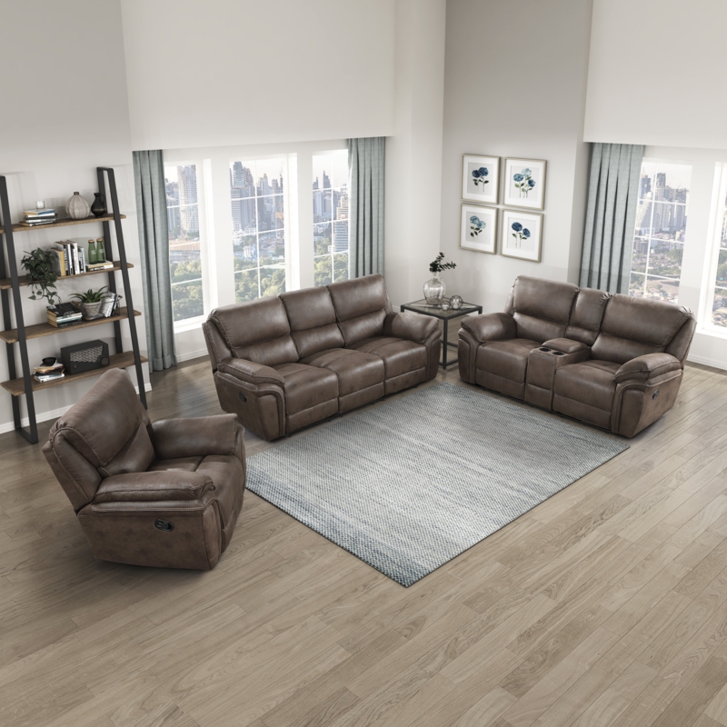 Larner 3-Piece Microfiber Pillow-Top Arm Reclining Sofa Set