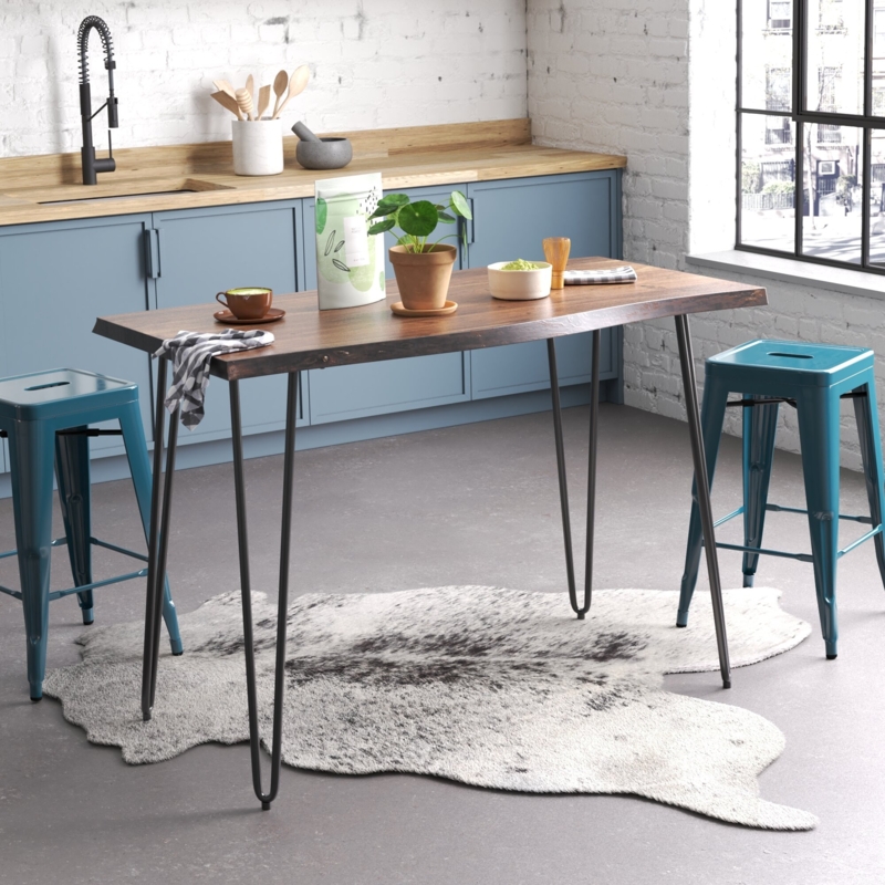 Lataunya Acacia Solid Wood Counter Height Dining Table