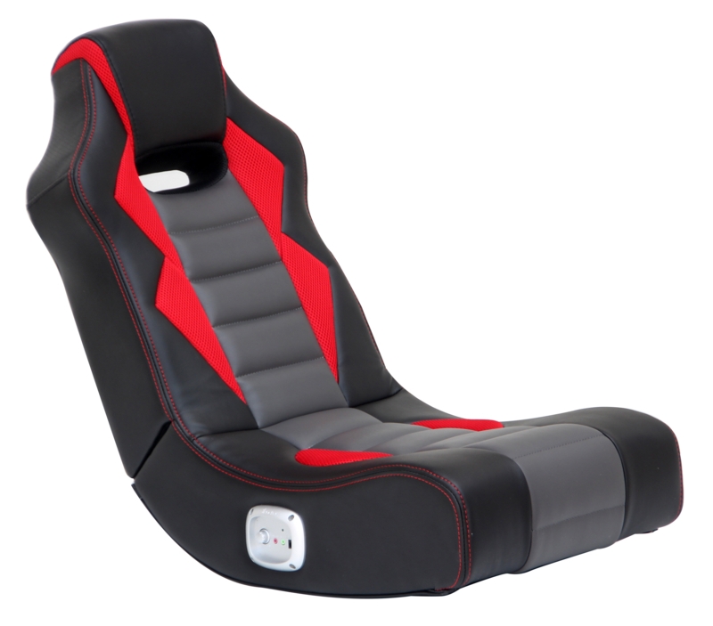 Latitude Run Faux Leather Rocker Game Chair with Built-in Speakers in Black