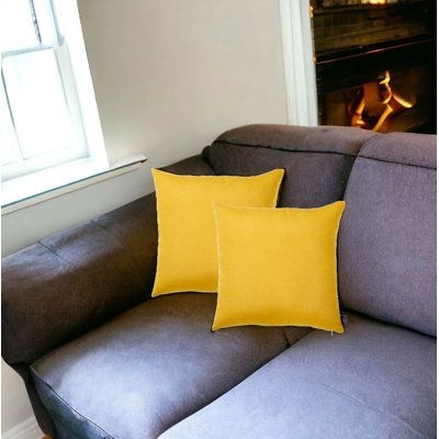 Latitude Run (Set of 2) Brushed Twill Decorative Throw Pillow Covers yellow 20.0 x 20.0 x 1.0 in | Wayfair Canada