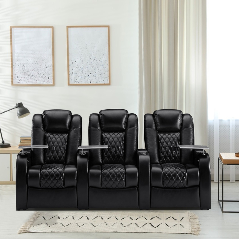 Leather Home Theater Seating with Cup Holder