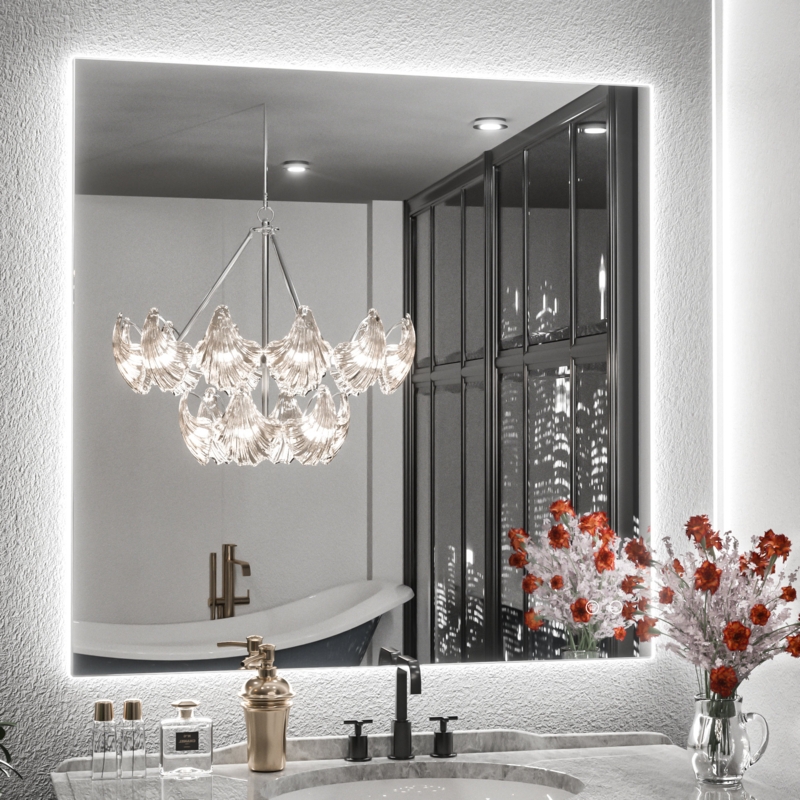 LED Backlit Frameless Lighted Bathroom Wall Mirror Vanity Mirror Dimmable Anti Fog