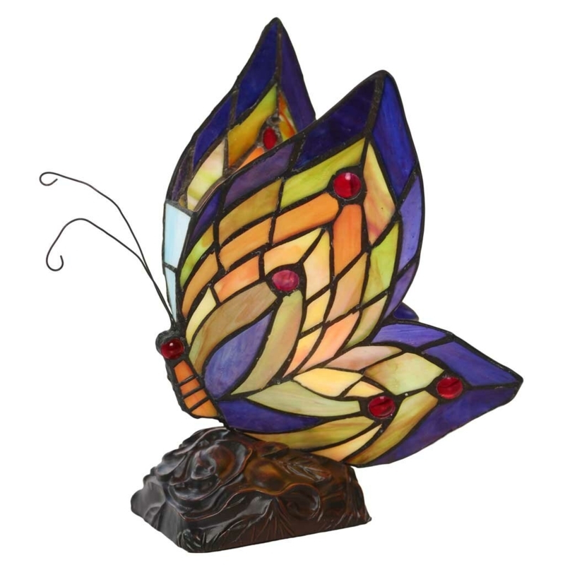 Liliana 10" Butterfly-Stained Glass Accent Lamp