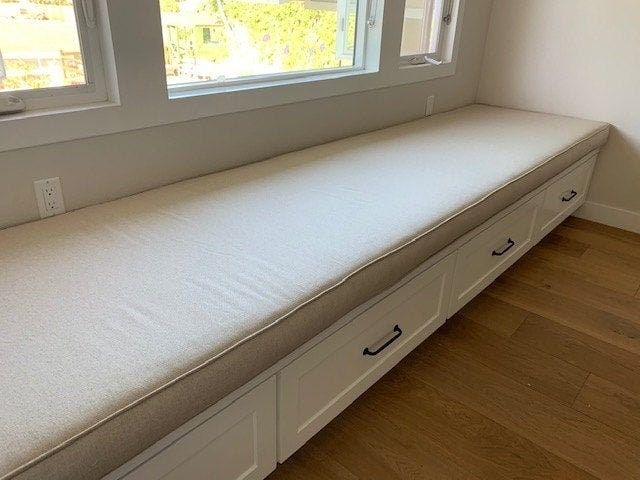 Linen window seat cushion cover, oatmeal  , bench cushion cover,42X 15X4 , Daybed mattress cover ,any size,many colors