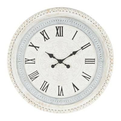 Litton Lane White Wood Farmhouse Wall Clock